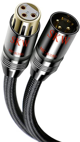 SKW Professionnel symétrique Microphone Câble, Haute Qualité 3-pin XLR Mâle vers Femelle Câble Audio XLR pour Microphone, mélangeur de son, cartes son externes, haut-parleurs(3M, 1 Câble)