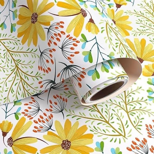 VaryPaper Selbstklebende Tapete Blumen Vintage Klebefolie Weiß Matt Möbelaufkleber 44.5cmx800cm Tropische Blätter Möbelfolie Vintage Selbstklebend Fototapete Schlafzimmer Abwaschbare Tapete Küche