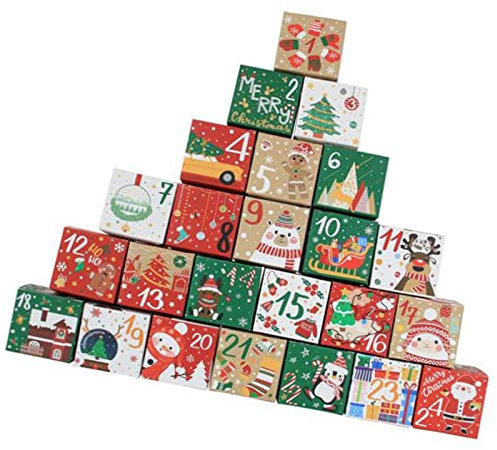 24 Adventskalender zum Befüllen Kleine Geschenkschachteln Schachteln zum Befüllen Weihnachten Geschenkbox mit Deckel Pappschachteln mit Deckel Leer Pralinenschachtel Weihnachtsdeko Faltboxen
