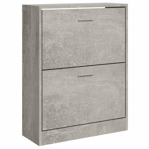 vidaXL Schuhschrank Schuhablage Schuhregal Schuhständer Schuhaufbewahrung Schuhkipper Schuhkommode Betongrau 63x24x81cm Holzwerkstoff