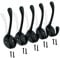 EDENIC Cast Iron Black Coat Hooks - 5 Pack with 10 Screws, Easy to Install, Durable and Stylish Heavy Duty Wall Mounted Hooks for Door, Entryway, Bedroom, Bathroom