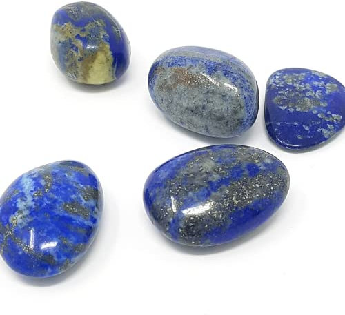 Lapislazuli Piedras Naturales de Chakras - 4 cristales curativos con propiedades sanadoras - Piedras energeticas para mejorar la comunicación y la paz interior | Essenciales