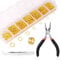 Open Jump Rings, funvce Jump Rings Jewellery Making Kits, Jewellery Findings Round Rings with Openner,Plier,Tweezer Tools (4mm, 5mm, 6mm, 7mm, 8mm, 10mm) (Gold)