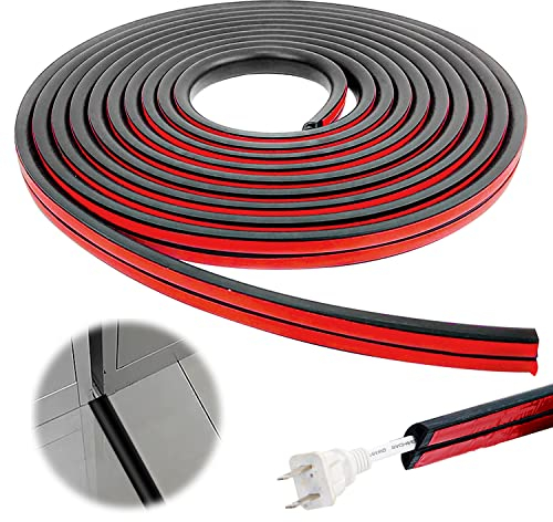 Kabelkanal Selbstklebend 6m LäNge, Halbrunde Boden KabelbrüCke, Kabelschacht, Kabelkanal Fußboden aus PVC, Bodenkabelschutz, KabelkanäLe für alle Netzkabel in Haushalt Kaliber 8 mm (Black)