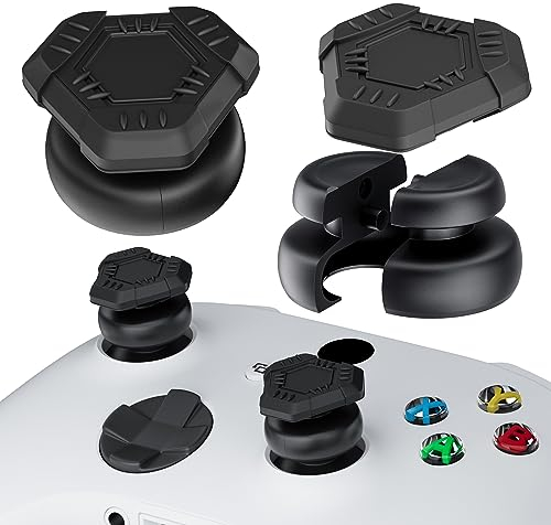 PlayRealm Kein Herunterfallen von Daumenstick-Verlängerung und Silikon-Griffabdeckung, 2 Sets für Xbox Series X/S & Xbox One S/X Controller (UFO Schwarz)