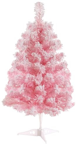 Gloreyan Albero di Natale artificiale da tavolo rosa da tavolo con supporto in plastica innevato mini albero di Natale per interni ed esterni, decorazione per la casa