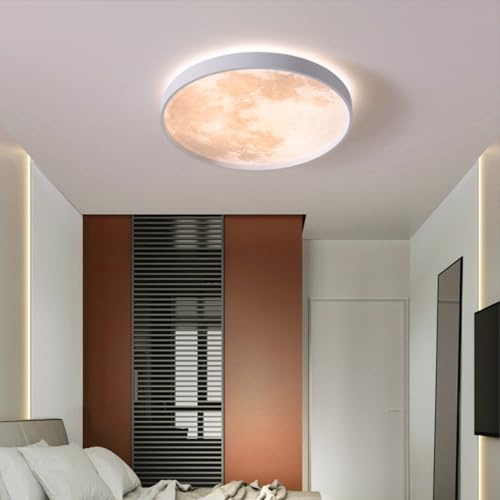 GUANSHAN LED Mond Deckenleuchte Ultradünne runde Deckenleuchte Simulation Mond Kronleuchter Eingangsflur Deckenleuchte für Schlafzimmer, Wohnzimmer, Jungen Mädchen Schlafzimmer, 33CM/13.1''