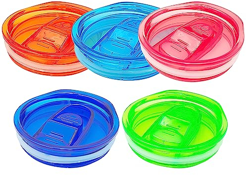 WOOPSOO 5 Stück 590 ml dünne Ersatzdeckel Becher Ersatzdeckel Kunststoff spritzwassergeschützte Deckel auslaufsicher Skinny Tumbler Deckel Becher Abdeckungen für Mund Becher Kaffee Kühler Tasse