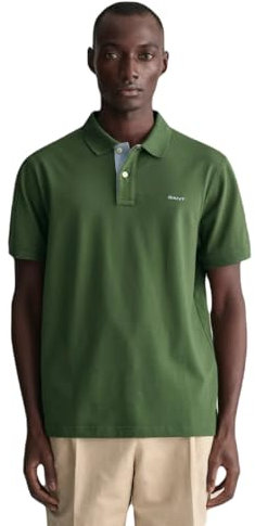 Gant Herren REG Contrast Pique SS Rugger, Pine Green, L