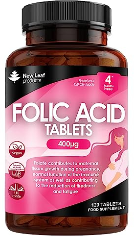 Folic Acid Pregnancy Tablets High Strength Folate Vitamins - 120 Tablets Chewable Folic Acid Vegan Prenatal Vitamins for Women 400mcg, Vitamin B9 Prenatal - Pregnancy Supplements, Real Fruit Juice