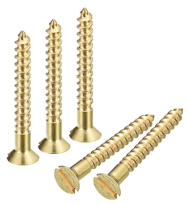 sourcing map Laiton Bois Vis, 50pcs M3 x 25mm Fente Entraînement Plat Tête Auto Taraudage Vis Tête Fraisée pour Travail Bois Meubles