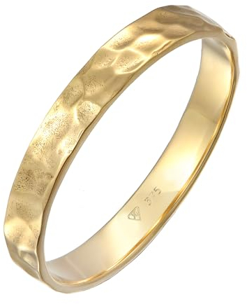Kuzzoi Herrenring (4 mm) Goldring Massiv für Männer Handgefertigt aus 375er Gelbgold Bandring Ehering Verlobungsring Freundschaftsring gehämmert, Ringgröße 66, 0604411323_66