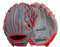 Wilson 2024 A450™ Jugend-Infield-Baseball-Handschuh, Rechtshänder, Grau/Rot/Königsblau, 27,3 cm