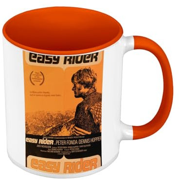 Tasse in Premium-Qualität, Orange – Easy Rider Altes Filmplakat Vintage – Tasse mit Henkel und farbigem Innenraum