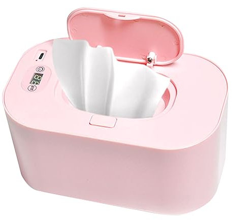 Baby Wipe Warmer, PC Material Top Heating Lock Moisture Wet Wipes Dispenser, 7.87x4.72x3.86in Large Capacity Wipes Case Baby Wipe Holder(Pink, 21cmx13cmx12cm)