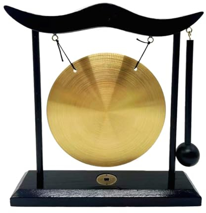 Chinesischer Desktop-Gong, Fengshui, Mini-Tisch-Gong, befestigter Schlägel, Chan-Sekte, Musikinstrumente, Familiendekorationen, Urlaubsgeschenke, befestigtes rotes Seilarmband (ungemustert)