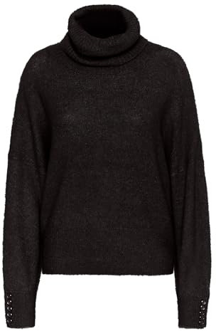 ICHI IHKamara Damen Rollkragenpullover Pullover Pulli mit Rollkragen Rippbündchen leicht elastisch Loose fit, Größe:XS, Farbe:Black (194008)