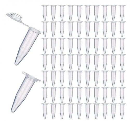 Wisebom 100 Stück Zentrifugenröhrchen, 1.5ml Reaktionsgefäß Globuli Röhrchen Probenfläschchen, Test Röhrchen, Klar Konisch Mikro Zentrifugenröhrchen für Labore Biologische Experimente Verwendung