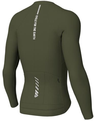Lo.gas Radtrikot Herren Langarm, Rennrad Trikot Durchgehender Reißverschluss mit 3 Taschen, Olivgrün, XXL