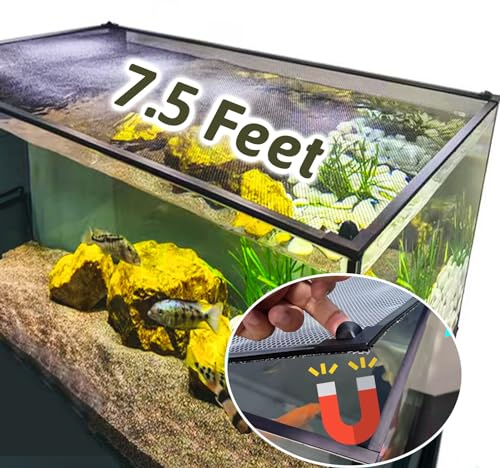 7.5 FT DIY Magnetic Fish Aquarium Anti-Jumping net Cover, Mesh Screen Netting for Fish Aquarium Screen Top Cover, Aquarium Lid Prevents Fish, Reptiles from Jumping Out (7.5 Feet)