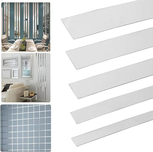 Moulures décoratives autocollantes en acier inoxydable - 5 m - Effet miroir doré - Pour mur, miroir, plafond, décoration de meubles (argenté, 1,5 cm)