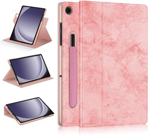 TOPCASE Funda Giratorio 360º para Samsung Galaxy Tab A9 Plus 11 Pulgadas 2023 SM-X210/X216/X218 Estuche con Portalápices y Función Soporte Auto-Sueño/Estela,Rosas