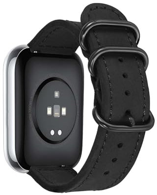 DINGK Armband Kompatibel mit Motorola Moto Watch 70 Armbänder, Retro Weich Leder Band Verstellbarer Edelstahl Metall für Herren Damen Ersatzarmband für Motorola Watch 70 Uhrenarmband (C)