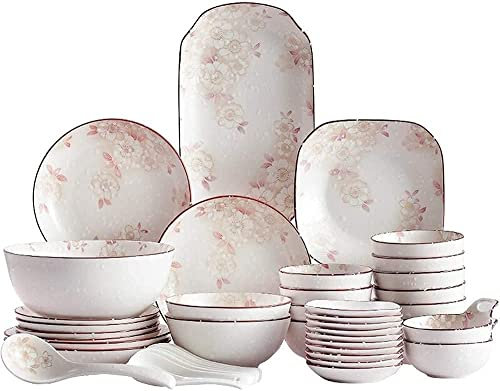 Geschirr-Set, luxuriöses Familien-Tafelservice-Set, glasiertes Porzellan-Geschirr-Set (26 Stück/56 Stück), japanische luxuriöse Speiseteller- und Schüssel-Sets (Größe: 26 Stück) (Größe: 56 Stück) (Ei