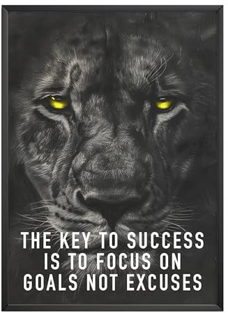 MJ-GRAPHICS® - Affirmations-Poster Löwe Erfolg - Motivierende Sprüche für Erfolg und Glück - Inspirierende Affirmationen für Business, Bodybuilding & Sport - A4 Kunstdrucke - ohne Rahmen