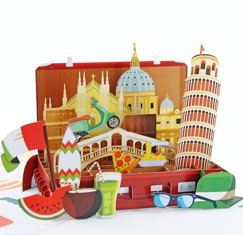 Favour Pop Up® - eine originelle 3D Karte für Italienreisende, Italienurlauber, Italienliebhaber, auch für Geldgeschenk oder Gutschein. XP838