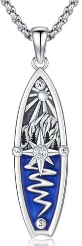 Friggem Kompass Halskette für Damen Herren 925 Sterling Silber Kompass Anhänger 2024 Graduierung Freundschaft Amulett Reise Ketten Schmuck Geschenk Schulabschluss