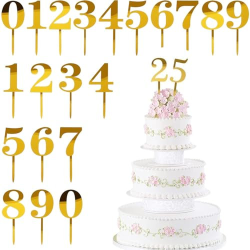 EYVRPAU 20 Stück Cake Topper Zahlen Holz, Tortendeko Zahlen 0-9, Happy Birthday Tortendeko, Geburtstag Kuchen Deko, Wiederverwendbar Topper für Geburtstagsfeiern, Hochzeitsparty