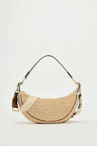 LRDPSS Sac à Main en Paille tissé à la Mode pour Femme Sac à bandoulière bohème en Demi-Lune Sac de Voyage de Plage pour Femme Sac à Main Fait à la Main