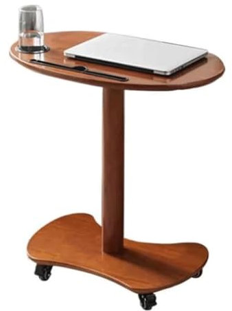 YTGHBIML Snack Side Table Laptop Table Mobile Coffee Table Solid Wood Mobile Tray Table Bedside Table on Wheels Spacious Countertops Overbed Table Practical Gift