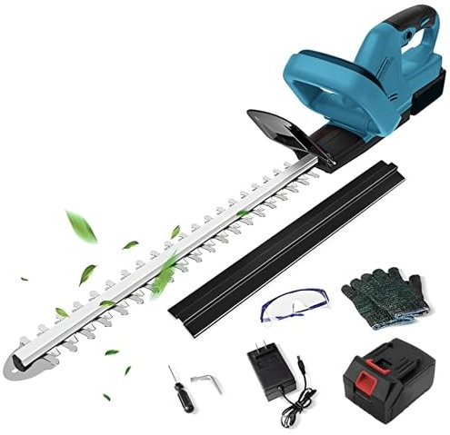 Trimmer De La Haie sans Fil, Coupe De Haie De Batterie 21v, Longueur De Coupe De 22 Pouces, Espacement Dentaire De 15 Mm, PoignéE Rotatif pour Arbustes, Jardin, Gazon, Pelouse (1 Batterie)
