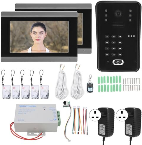 Vomeko 7in Wired Video Doorbell,Video Doorbell,Wired Video Doorbell Apartment Intercom,2 Monitor Password Card,for TUYA W iFi APP Remote IC Access Control