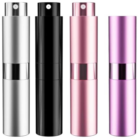 ZEPIQOR 4 Stück 8ml Mini Parfümzerstäuber Taschenzerstäuber, Parfüm Abfüller, Nachfüllbar Leer Reise Parfüm Zerstäuber, Mini Portable Sprühflasche für Flug Reise, Leicht, tragbar, robust