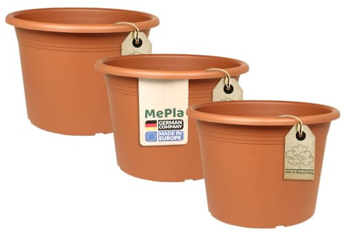 MePla - 3 Stück Blumentopf Cilindro - runder Pflanzkübel - wetterfestes Pflanzgefäß - UV-beständiger Blumenkübel - Pflanzentopf - Kübel - Ø 60 - Terracotta
