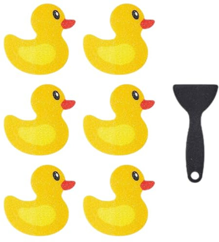 SGERUFZ 6 Pezzi Adesivi Antiscivolo per Vasca da Bagno e Doccia con Raschietto (ca. 9,91 cm×5,84 cm)