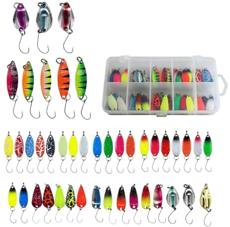 Esca con paillettes in metallo, con cucchiaio con paillettes, esca ad amo singolo, forte attrazione per la pesca di trote, spigole, pesci gatto, bocca di casa