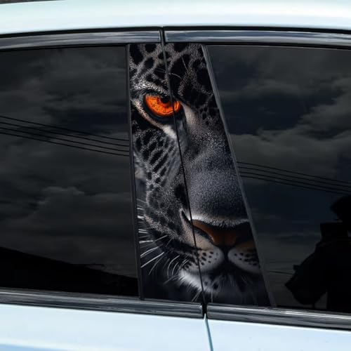2 Pezzi Adesivi per Colonna Centrale Auto, Adesivi HD Leopardo, Adesivi Halloween Lupo in PVC, Adesivi Resistente ai Graffi, Adesivo Personalizzato Tigre per Auto, Colonna Centrale (11,25x50cm)