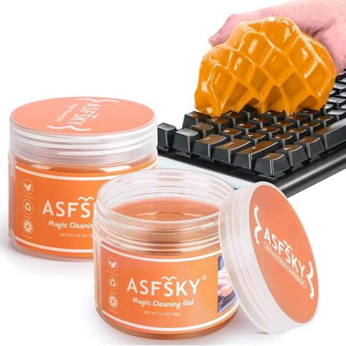 ASFSKY Car Cleaning Gel Kit for Interior Keyboard Cleaner Cleaning Gel Dust | Universal for PC Keyboards, Car Detailing, and Electronics – Reusable Slime for Home & Office (Orange)