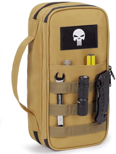 Bunnychic Tactical Tool Bag for Men, Wide Mouth Zipper Tool Pouch Handle | Wide Mouth Opening,Water Resistant 900D Fabric,Heavy Duty Material,Zipper Handle Design,Multi-purpose for Repairman Handyman