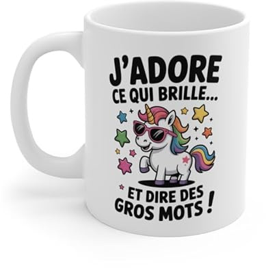 Teecustom Mug Licorne Humour – Tasse Céramique 325ml – Design Arc-en-Ciel Mignon – Compatible Micro-Ondes et Lave-Vaisselle