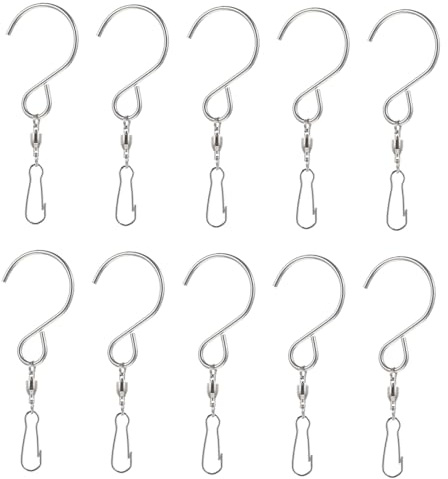 Gadpiparty 10 Stück Teiliges Edelstahl Drehhaken mit Kugellager für Windspiele Gartendekoration Vogelhäuschen und Laternen Rostfrei Drehbar zum Aufhängen im Außenbereich