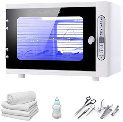 UV Sterilizer,Nail Tool Sterilisers,Multi-Functional UV Disinfection Cabinet,UV Disinfection Cabinet with Timer Setting,Auto Close,Suitable for Families,Hotels,Beauty Salons,Baby Bottles,Nail Tools