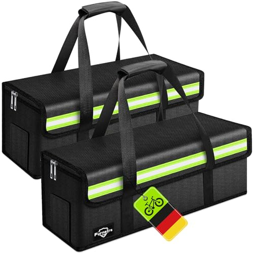 Furnetra 2 Stück Ebike Akkutasche, Feuerfeste Akkutasche bis 1800 °C, Ultrahochtemperaturbeständig Lipo-Sichere Tasche, Wasserdicht, Explosionsgeschützt, Feuerfeste Box für Lagerung, Transport, Laden