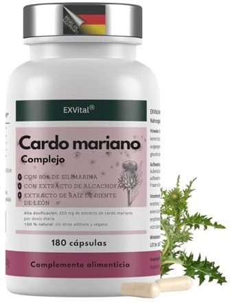 Mariendistel Komplex mit Artischocke & Löwenzahn - 180 Kapseln - Hochdosiert mit 80% Silymarin -250mg Mariendistel Extrakt pro Kapsel, vegan & ohne Zusatzstoffe