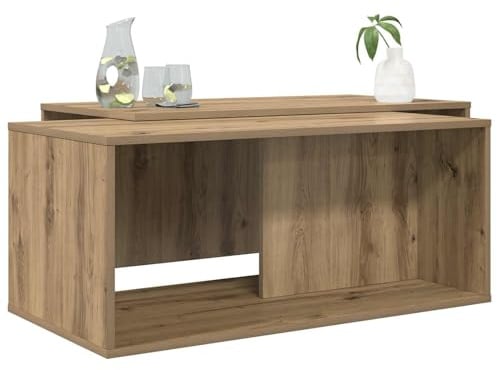 vidaXL Kaffeetisch Set 2 pcs Artisan-Eiche Holzwerkstoff, Eleganter Couchtisch fürs Wohnzimmer, rechteckiges Design, langlebige Möbel für drinnen, funktionale Fläche für Dein Treffen