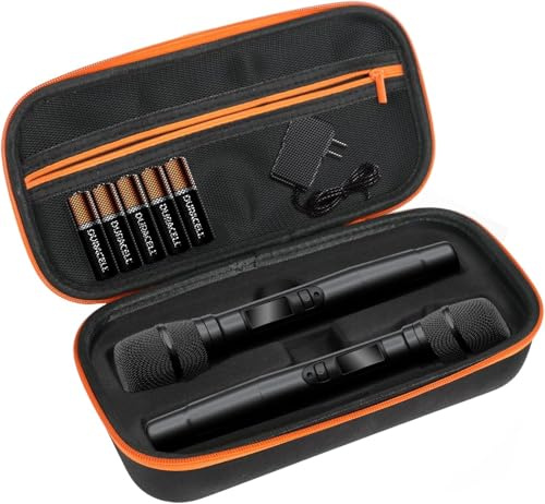 LEFOR·Z Kabelloses Mikrofongehäuse Kompatibel mit JBL PartyBox Wireless Two Mikrofon System,Handheld Dual Mic Reisespeichertasche für Empfänger,Adapter,AA Batterien,Ladegerät,Schwarz (Nur Box)